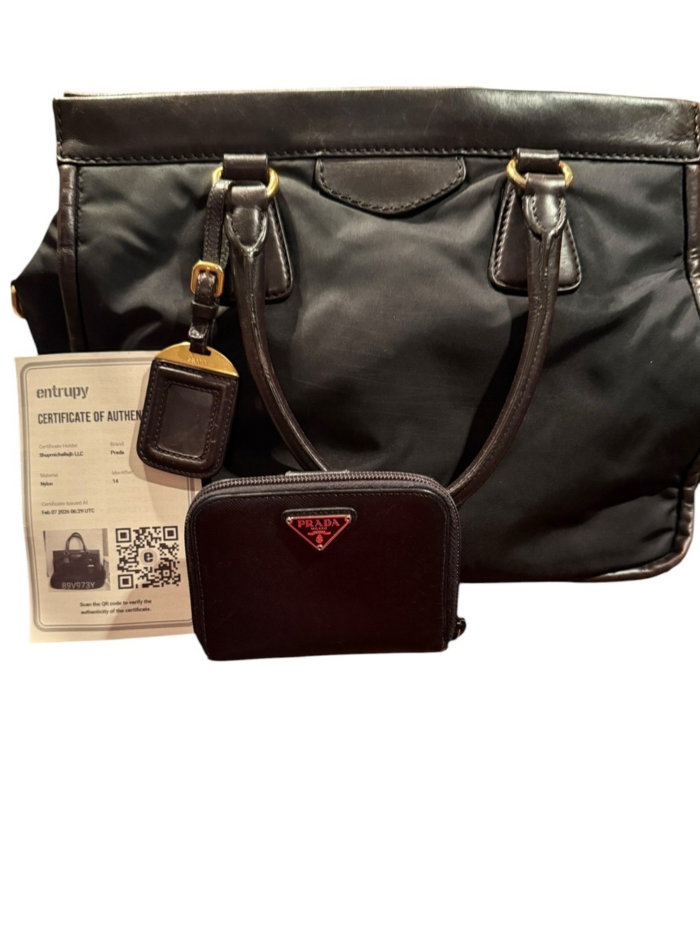 Prada Tessuto Nylon City tote bag and Leather Wallet.